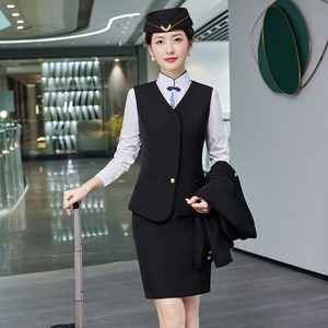 Custom logo Women Waistcoat Vest Formal Aviation <strong>Airline</strong> <strong>Hostess</strong> <strong>Uniform</strong> Fashion <strong>Airline</strong> Stewardess <strong>Uniform</strong> - Product Image 4