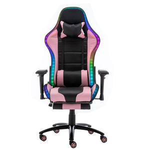 Chaise de jeu eğimli oyun sandalyesi ışıkları ve hoparlörler oyun sandalyesi s led'li oyun sandalyesi pembe - Product Image 1