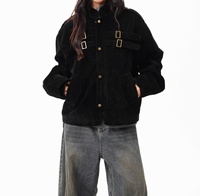 Veste en daim marron à col montant et fermeture éclair pour femmes et hommes, style vintage décontracté tendance automne, veste en daim pour couples