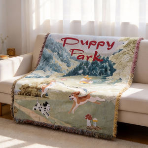 Couverture Jacquard Animée Prête à l'emploi Style Pastoral, Tapisserie Murale Confortable en Coton pour Décoration et Cadeaux de <span class=keywords><strong>Camping</strong></span> - Product Image 2