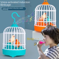 Jouet d'oiseau à induction sonore pour enfants, simulation de cage métallique, jouet parlant lumineux