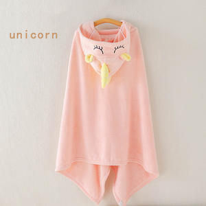 アニマルデザインソフト子供用フード付きマント漫画ベビーコーラルフリースキッズバスタオル - Product Image 6