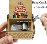 Joyeux anniversaire en bois Mini boîte à musique colorée à manivelle en bois Vintage classique boîte à musique à commande manuelle cadeaux d'anniversaire pour maman