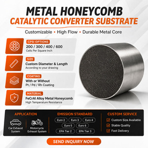 Noyau de convertisseur catalytique avec revêtement Pt Pd Rh Co |   Substrat en nid d'abeille métallique |   Émissions <span class=keywords><strong>Euro</strong></span> 5/6 |   Taille personnalisée - Product Image 3