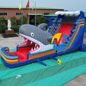 Tobogán DE AGUA DE TIBURÓN inflable de PVC comercial de precio barato gigante al aire libre tobogán de mármol con piscina grande a la venta - Product Image 2