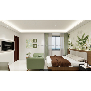 Juego de Muebles de Dormitorio de Hotel Moderno y Económico de 3 Estrellas, Muebles de Madera para Habitación Completa con Cama, Mesitas de Noche, Mueble para TV y Sillón - Product Image 1