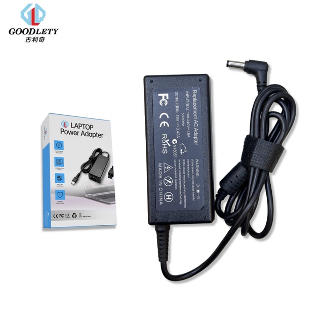 GOODLETY 19V 3.42A 5.5*2.5mm Laptop AC Power Adapter ABS+PC Fireproof Material Protections AC 100-240V Input 1.5m Cable for