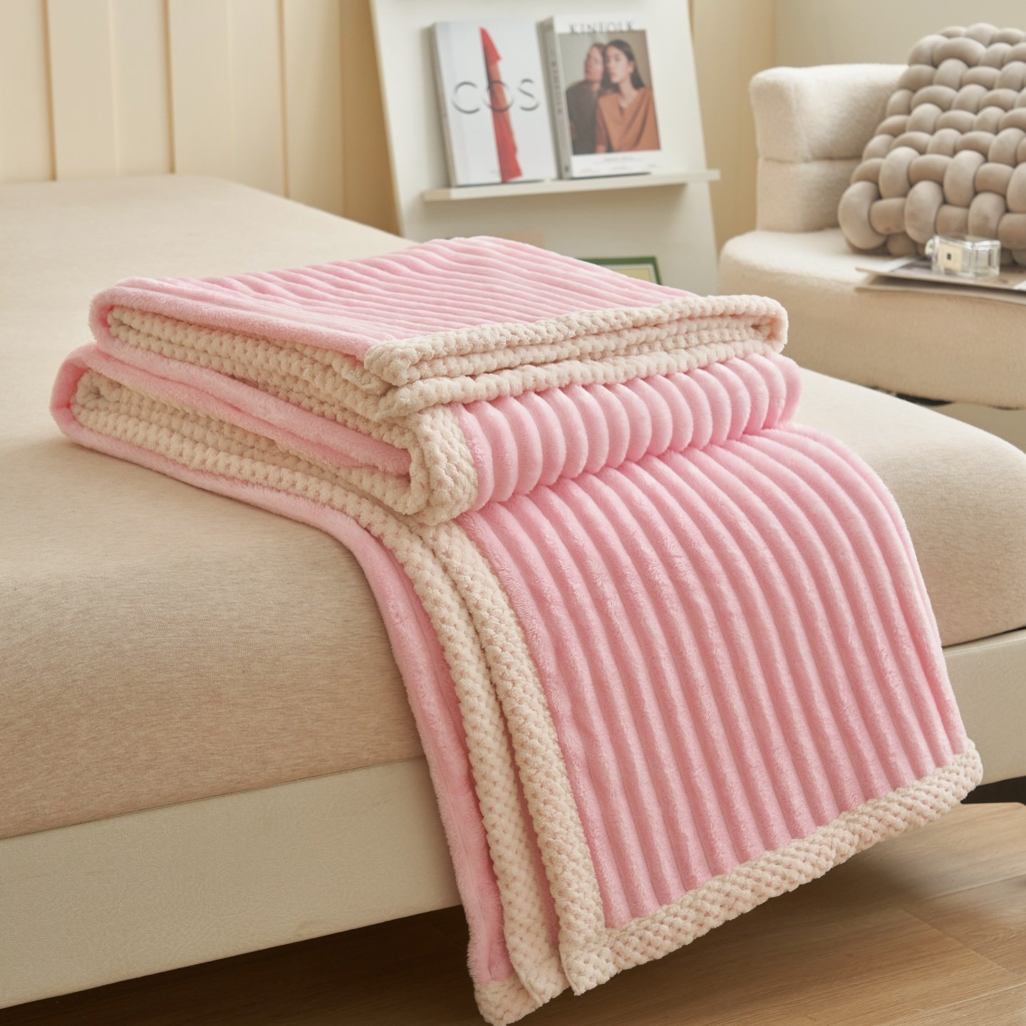 Pretty Pink [Forro polar de leche de doble cara - Suave y delicado]