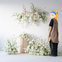 Fleurs artificielles blanches murales pour toile de fond de mariage, vente en gros, conception personnalisée, décoration événementielle, fournisseur d'usine, commande en gros