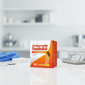 Hisopos de Algodón con Solución de Yodopovidona Empaquetados Individualmente Renvita con Desinfección con Ozono para Desinfección de Piel/Heridas, Uso Médico - Product Image 1