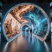 Affichage immersif 3D, projection en tunnel, écran interactif à 360 degrés, mur d'écran, système Colorlight Novastar, affichage artistique holographique