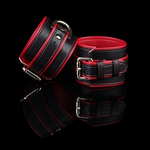 Hot Selling Padded <b>Locking</b> Wrist Restraints Sex Toy Soft Leather BDSM Wrist Cuffs with <b>Locking</b> Buckle for Adults - Product Image 2