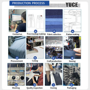 थोक पुरुषों के अनुकूलित लोगो ओएम विंटेज वॉश चौड़े पैर सीधे जींस ढीली फिट भारी डेनिम बैगी जींस - Product Image 6