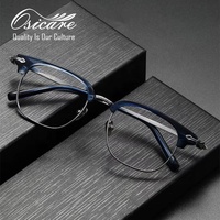 Lunettes de Marque de Luxe Vintage Noires avec Verres Classiques Imprimés, Montures de Lunettes de Créateur en Titane Mélangé pour Hommes