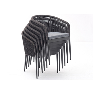 Set da Pranzo con <span class=keywords><strong>Sedie</strong></span> e Tavolo da Esterno <span class=keywords><strong>per</strong></span> Ristorante Bistrot e <span class=keywords><strong>Giardino</strong></span> <span class=keywords><strong>in</strong></span> <span class=keywords><strong>Alluminio</strong></span> e Intreccio di Corda Impermeabile - Product Image 6