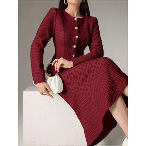Conjunto elegante de 2 piezas de otoño para mujer, chaqueta de Tweed y cintura ceñida, conjunto de falda con <span class=keywords><strong>dobladillo</strong></span> de cola de pez, <span class=keywords><strong>ropa</strong></span> decorada, suites para mujer - Product Image 2