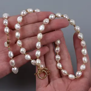 Bracelet Set New Design 7-8mm Fashion Handmade Freshwater Baroque Pearl Necklace Bracelet Jewelry Set