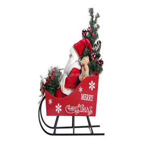 Décoration de Noël Père Noël Rouge de Luxe Écologique avec Traîneau Figurine Ornement de Noël Traîneau - Product Image 4