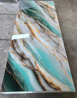 Panneau mural en PVC moderne, feuille de marbre UV imperméable, service de découpe sur mesure, prix de gros, panneau décoratif brillant pour hôtel et villa