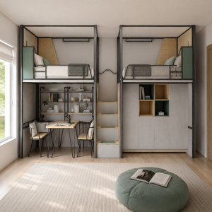 Modern Metal Elevated Loft <b>Bed</b> <b>Bunk</b> <b>Bed</b> for Students Dormitory Staff and Company Apartment and University Use - Product Image 2