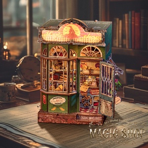 IIECREATE nuovo arrivo fai da te Book Nook Kit <span class=keywords><strong>3D</strong></span> <span class=keywords><strong>Puzzle</strong></span> in legno casa in miniatura Kit SL-35 negozio di magia libro Nook <span class=keywords><strong>Puzzle</strong></span> per adulti - Product Image 1