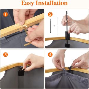 150L katlanır çıkarılabilir çift çamaşır torbaları bambu çamaşır sepeti depolama ve organizasyon için kolları ile - Product Image 2