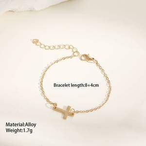 Pulsera de Acero Inoxidable Chapada en Oro Minimalista y Moderna con Cuentas Cruzadas para Mujer, Gran Venta 2025 - Product Image 5