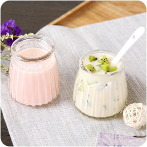 <span class=keywords><strong>Mini</strong></span> <span class=keywords><strong>bouteille</strong></span> de yaourt en verre à rayures avec Logo personnalisé, pots de Pudding, récipient avec couvercle en plastique - Product Image 4