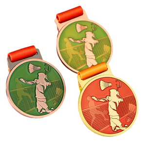 Hochwertige Benutzerdefinierte Logo Gold Silber Kupfer Badminton-Form Sportmedaille Badminton-Meisterschaft Rennen Zinklegierung Medaille - Product Image 2