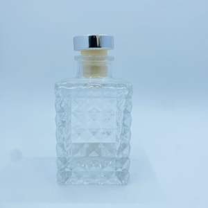100ml Clear Embossed DIY Fragrance <b>Diffuser</b> Square Glass Jars with Cork <b>for</b> <b>Reed</b> <b>Diffuser</b> Replacement <b>Refillable</b> Custom Logo - Product Image 1