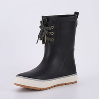 FS-64 Bottes de pluie en caoutchouc à tige basse de marque célèbre pour femmes, antidérapantes, chaudes, résistantes à l'usure, chaussures en caoutchouc noires