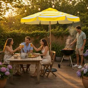 Sombrilla de Playa y Patio con Borlas, <span class=keywords><strong>Parasol</strong></span> Impermeable de 110 cm, con Inclinación Manual para Uso en Exteriores - Product Image 1