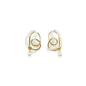 Pendientes de Perlas de Acero Inoxidable Chapados en Oro PND202404-1574, Diseño Minimalista, Joyería de Moda - Product Image 1