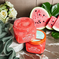 Gommage corporel nourrissant à la pastèque OEM ODM, hydratant, exfoliant, pour une peau lisse et éclatante, extrait de fruits et de plantes, sans cruauté
