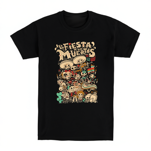 T-shirt Day Of The Dead Fiesta, abbigliamento promozionale da uomo con scollo rotondo nero - Product Image 2