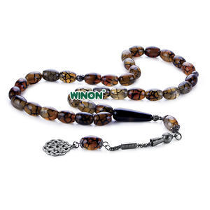Rosario Musulmán de Ágata Natural con Vetas de Dragón de 10x14 mm, <span class=keywords><strong>Tasbih</strong></span> Islámico, Misbaha, Rosario de Alá, Regalo Islámico - Product Image 1