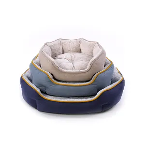 suppliers customized portable soft cheap apricot round dog beds winter non-slip warm dog pet bed small nest for small dogs