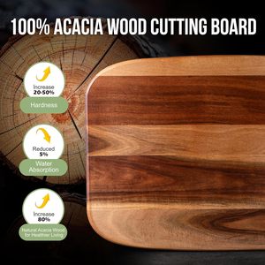Tabla de Charcutería Pequeña, Redonda, de Madera de Acacia, Pre-aceitada, Reversible, para Servir Carne, Frutas, Verduras, Queso y <span class=keywords><strong>Pizza</strong></span> - Product Image 4