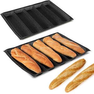 Nouvelle Moule à Baguettes Françaises Classique 5 Emplacements en Silicone Antiadhésif Perforée pour la Cuisson à Domicile, en Cuisine ou lors de Fêtes – Facile à Utiliser, Forme Rectangulaire - Product Image 1