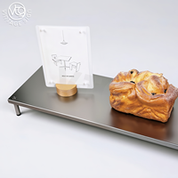 Support à gâteaux à trois niveaux en acier inoxydable pour boulangerie, pâtisserie, comptoir commercial, usage intensif