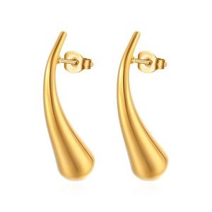 Boucles d'oreilles pendantes en forme de goutte d'eau, élégantes, plaquées or 18 carats, en acier inoxydable, personnalisables, choix de cadeau parfait pour femmes - Product Image 6