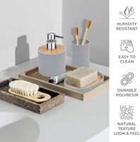Produits en plastique de bambou gris mat écologique 6 pièces Accessoires de toilette Ensembles d'accessoires de salle de bain en plastique de bambou pour la maison