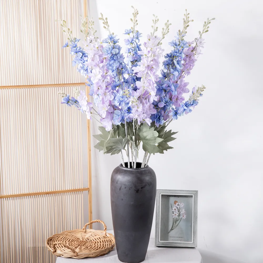High Quality Artificial Flower Fabric Delphinium Flower for Wedding Spring Home Party Decoration