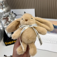 Jouets Songshan, Pâques, logo personnalisé sur ruban, lapin en peluche, cadeau, mini 15 cm, oreilles longues, lapin mignon en peluche, pendentif, porte-clés