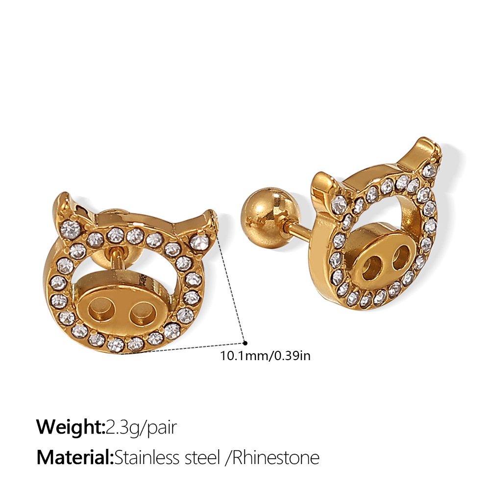 ต่างหูสตั๊ดทองคำประดับเพชรขาว รุ่น EH979WEG