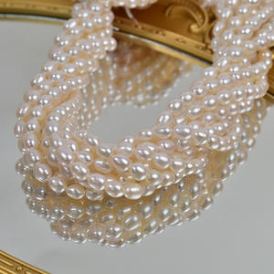 New 38CM Natural <b>Freshwater</b> <b>Pearl</b> Loose Beads 7-8mm Rice Bead Necklace <b>Bracelet</b> Semi-Finished Raw Material White Color Wholesale - Product Image 4