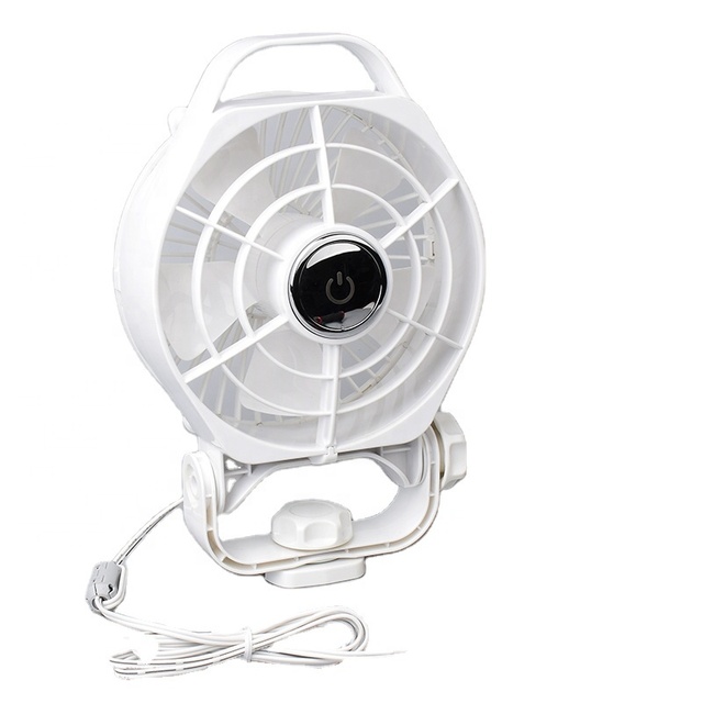 12V/24V RV Marine Boat Fan - 360° Adjustable Cooling Fan for Camping, Fishing Boats, Heavy-Duty Black White Electric Fan