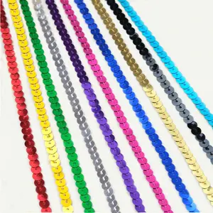 Chic Multi-color Sequin Lace Trim Manufacturers Wholesale 6mm Sequin Lace Trim Glitter Edging for Clothing Accessories