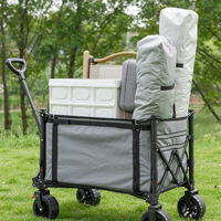 Chariot pliable d'extérieur en acier au carbone avec roues tout-terrain, chariot de camping pour enfants, idéal pour le marché, la pêche et le petit camping