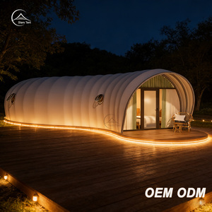 Casa de Campaña Tipo Glamping con Forma de Oruga, 2 Dormitorios, Estructura <span class=keywords><strong>Semipermanente</strong></span>, Resistente al Viento de 10-12 Niveles - Product Image 1